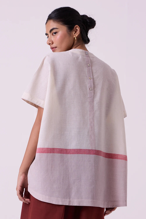 Kaze Ecru Colourblocked Handwoven Tent Top