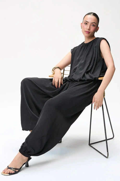 Black Silk Balloon Top and Pants