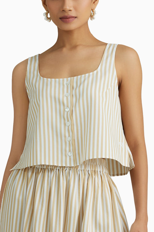 Gold Striped Cropped Sleeveless Top