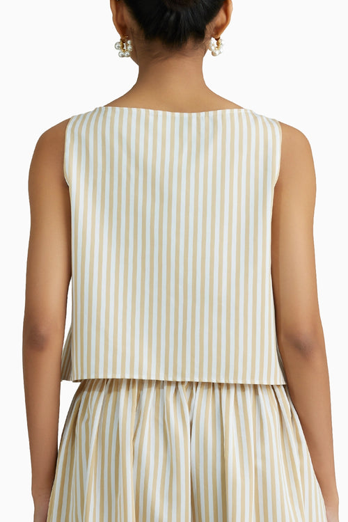 Gold Striped Cropped Sleeveless Top