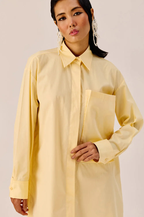 Light Yellow Oversized Shirt Dress