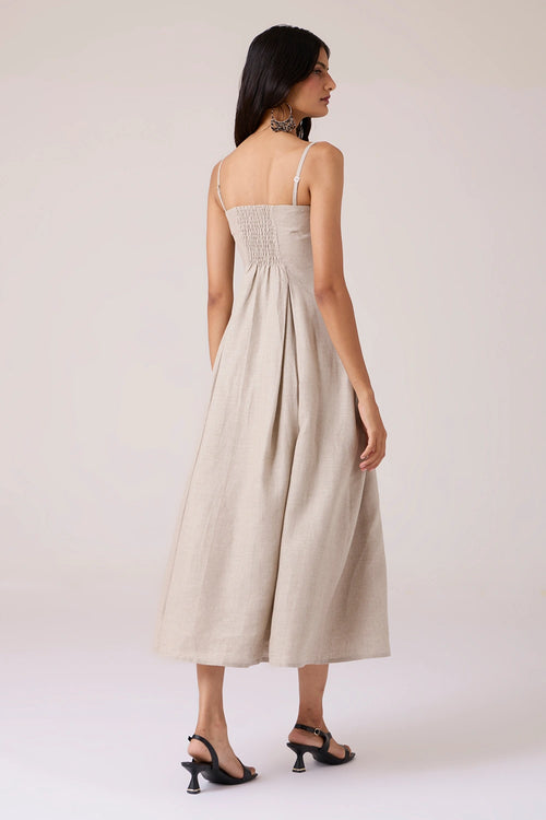 Suhjan Beige Linen Dress