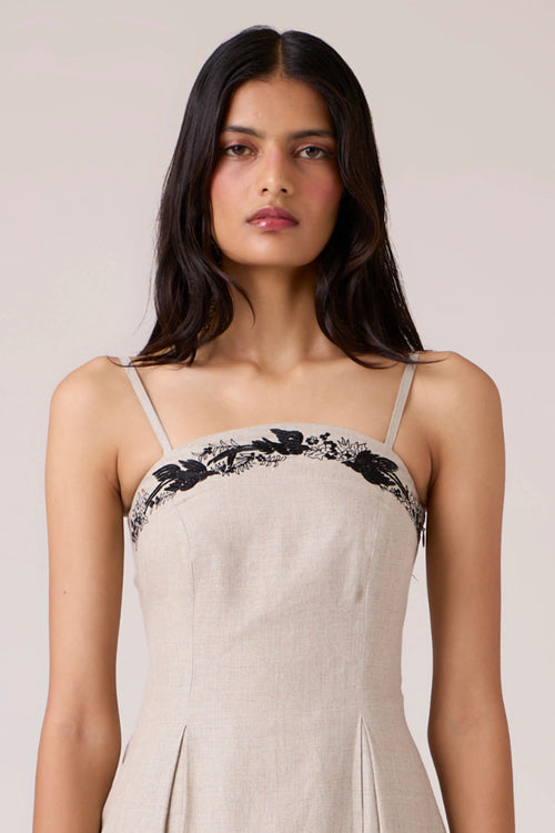 Suhjan Beige Linen Dress