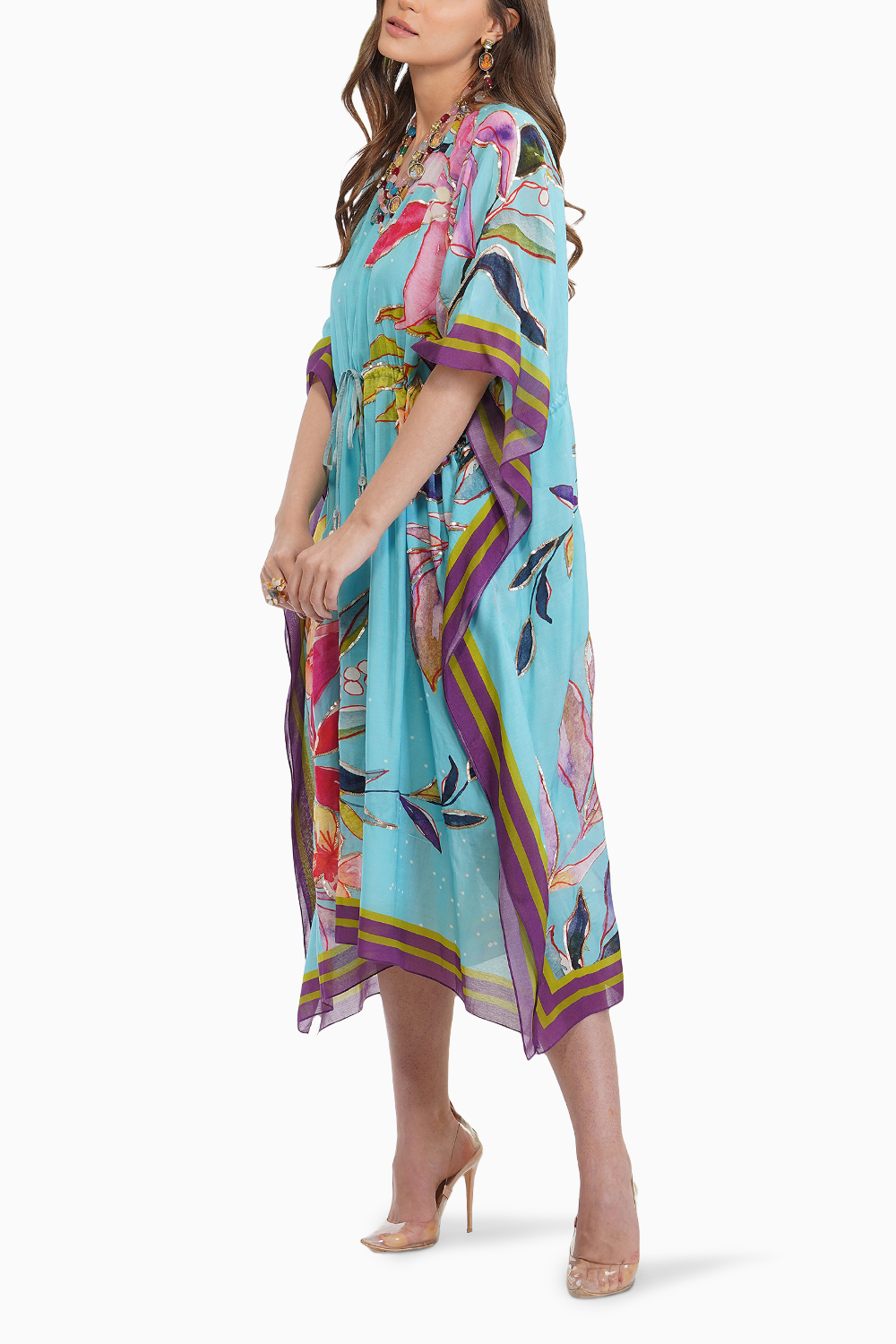 Tropical Leaf Print Kaftan