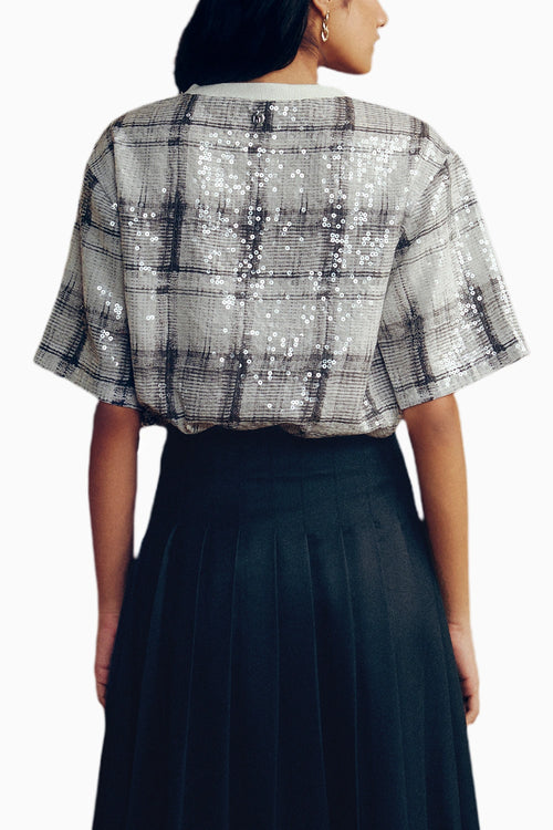 Check Sequins Sheeted Top