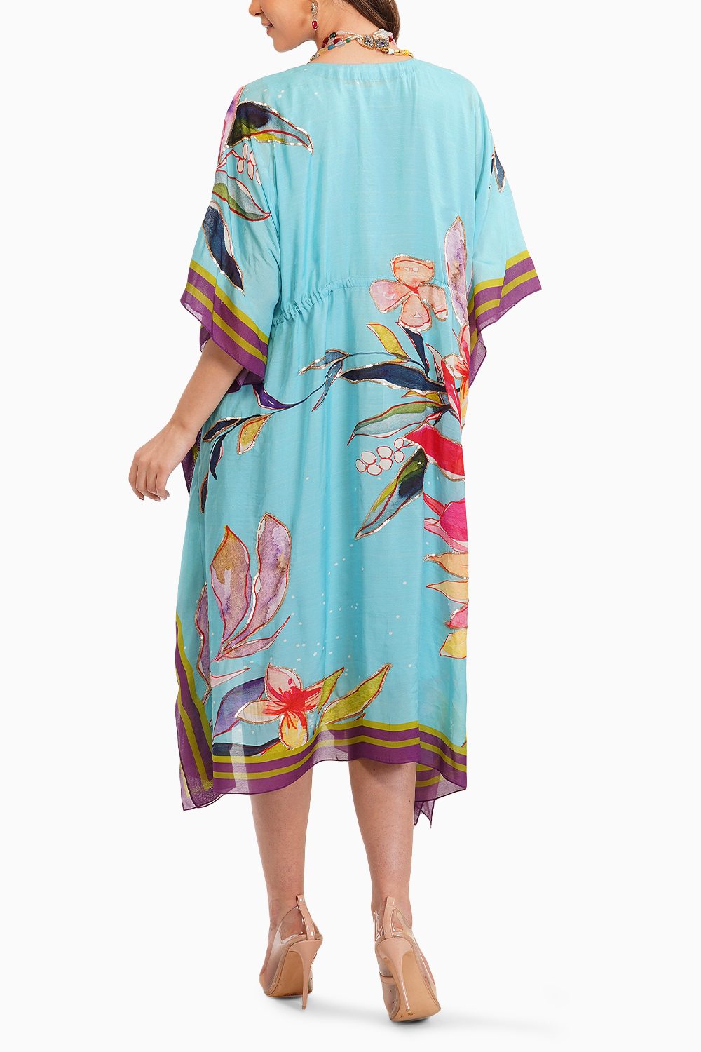 Tropical Leaf Print Kaftan