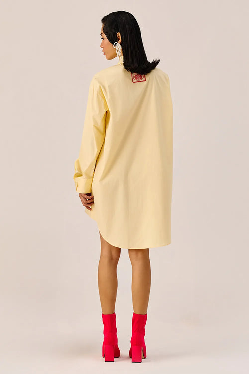 Light Yellow Oversized Shirt Dress