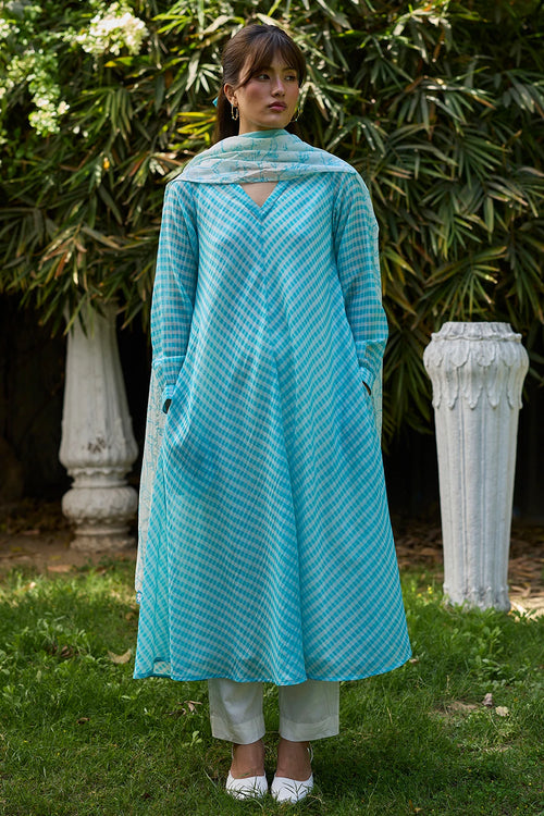 Joyful Paths Blue Kurta Set With Dupatta