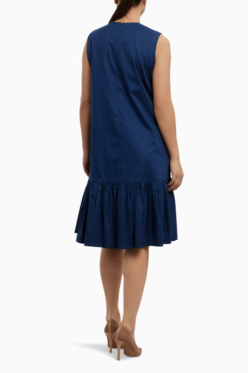Midnight Blue Baby Swarovski Heart Frill Dress