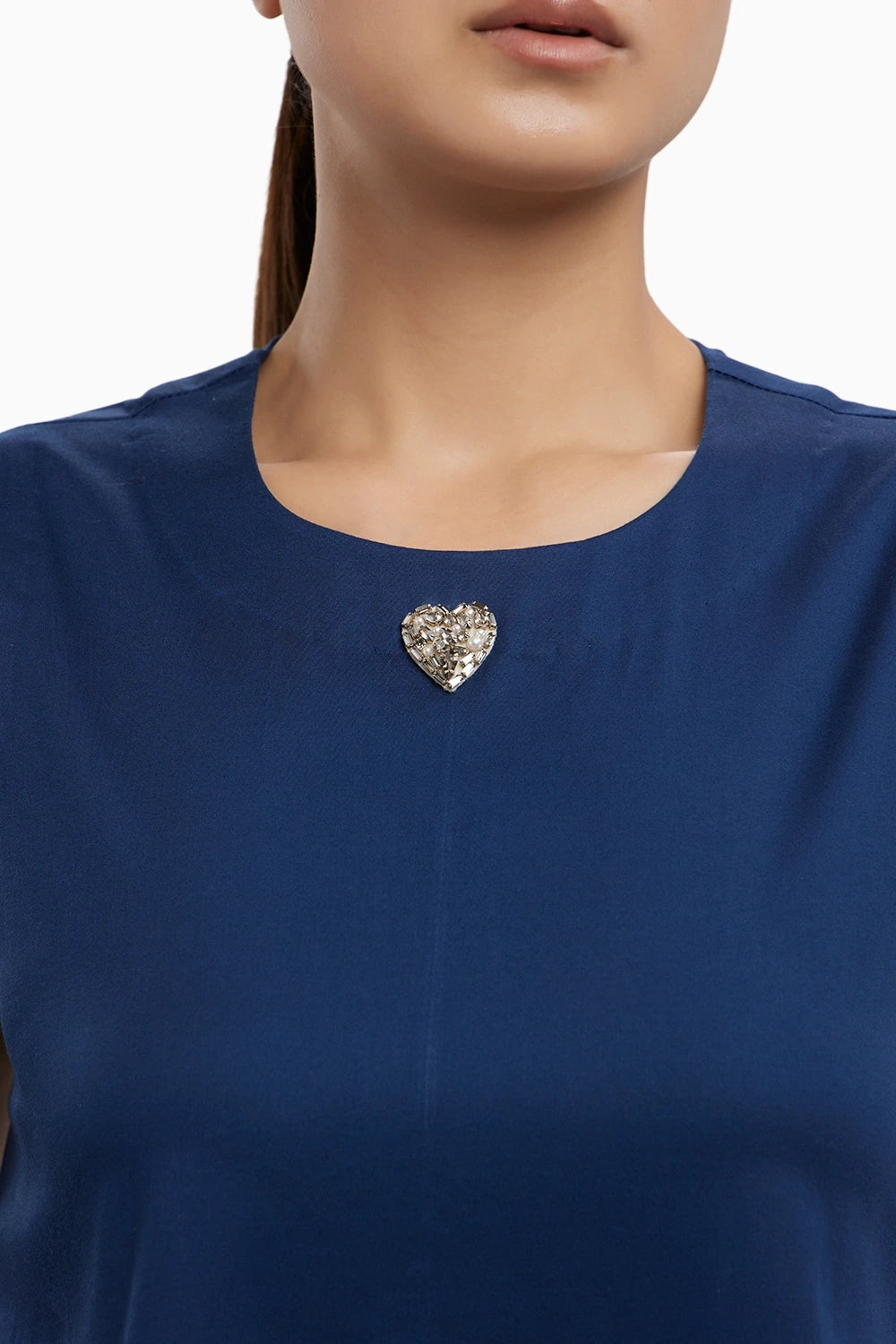 Midnight Blue Baby Swarovski Heart Frill Dress