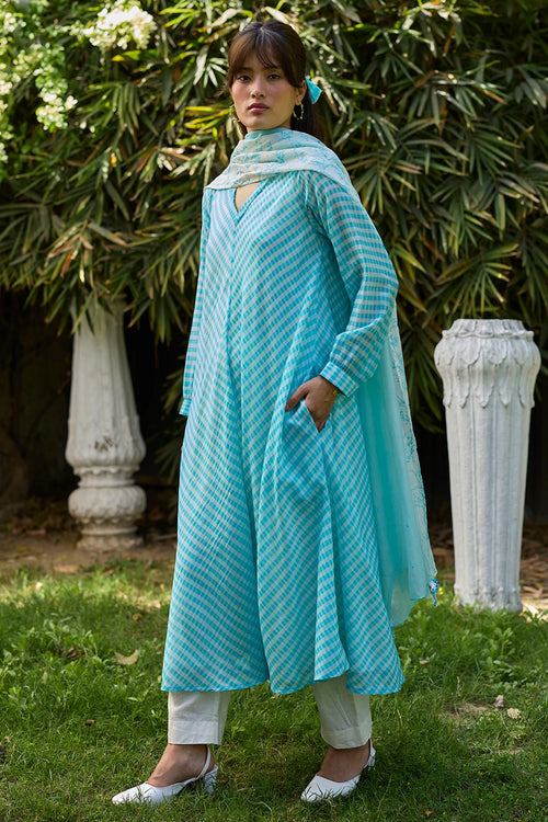 Joyful Paths Blue Kurta Set With Dupatta