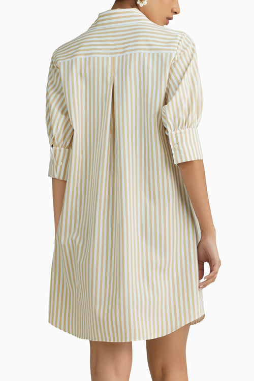 Gold Striped Short Shirt Dress