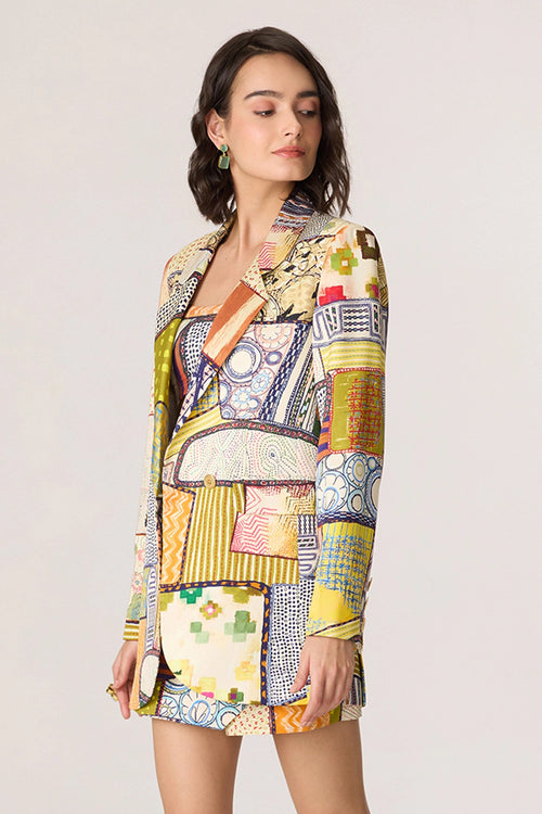 Multi Juniper Bustier with Cinnora Skort and Rebekkah Blazer