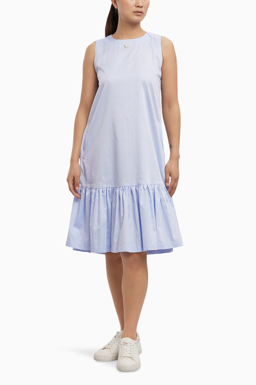 Sky Blue Small Pearl Swarovski Heart Frill Dress