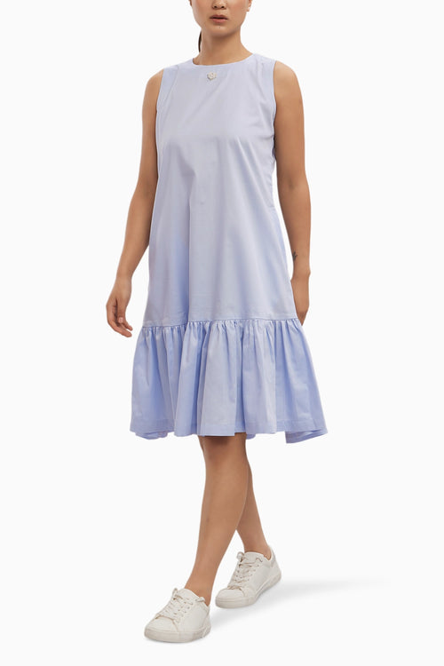 Sky Blue Small Pearl Swarovski Heart Frill Dress