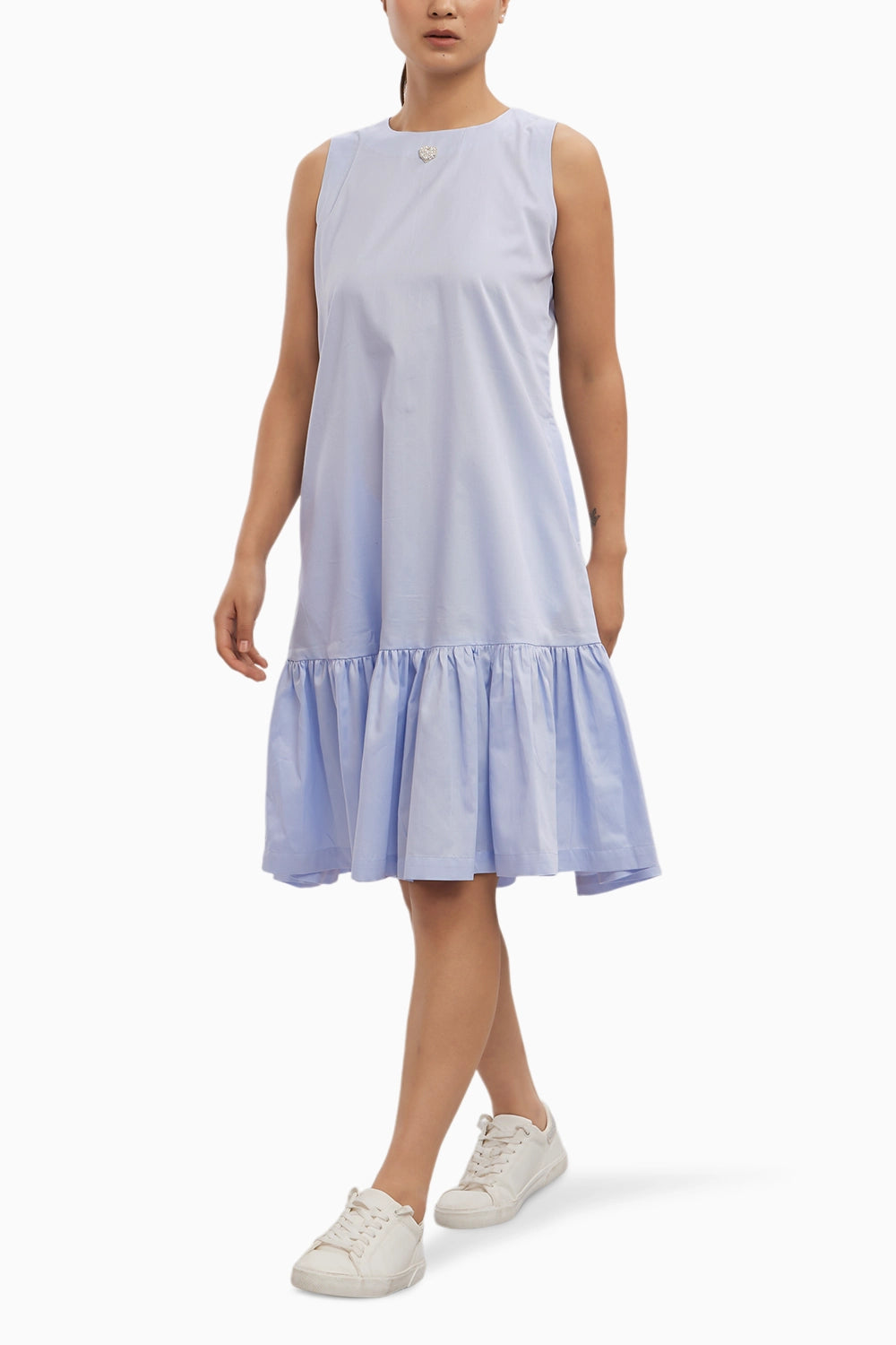 Sky Blue Small Pearl Swarovski Heart Frill Dress
