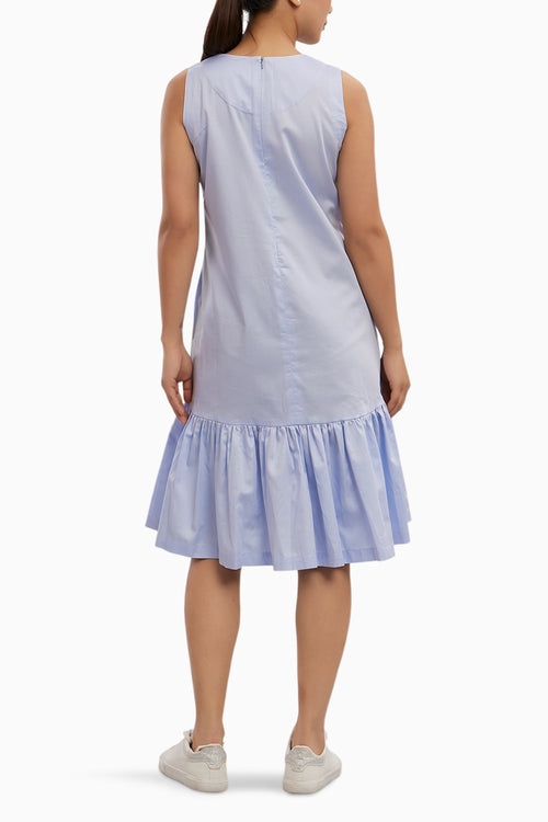 Sky Blue Small Pearl Swarovski Heart Frill Dress
