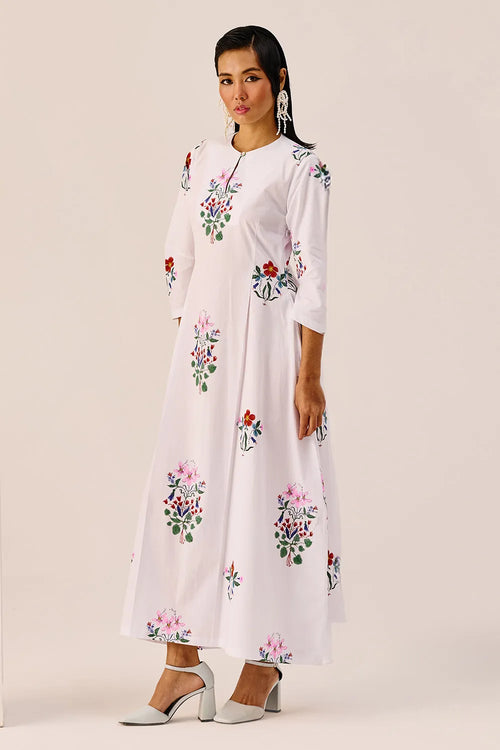 White Garden Embroidered Maxi Dress