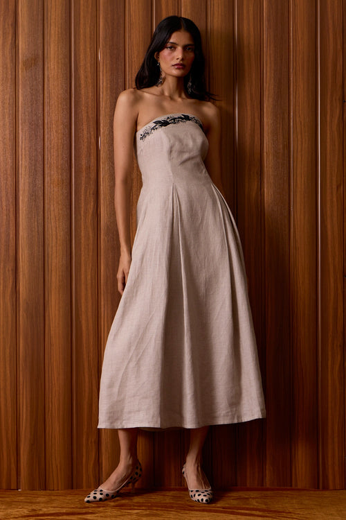 Suhjan Beige Linen Dress