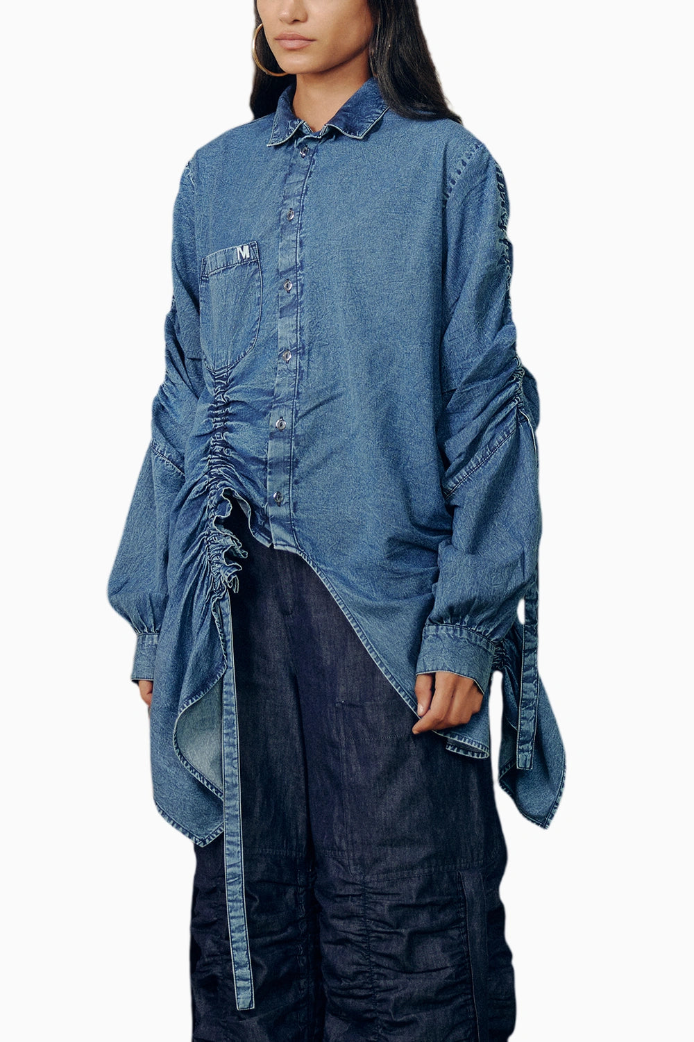 Denim Gathered Shirt