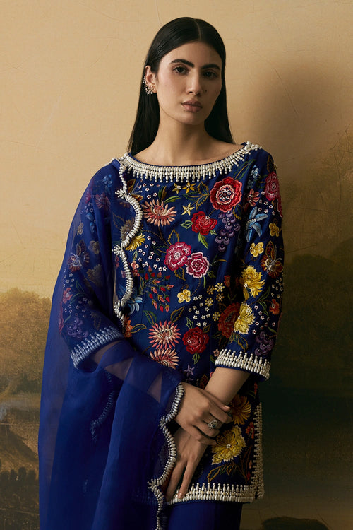 Cobalt Blue Beadwork Dupatta