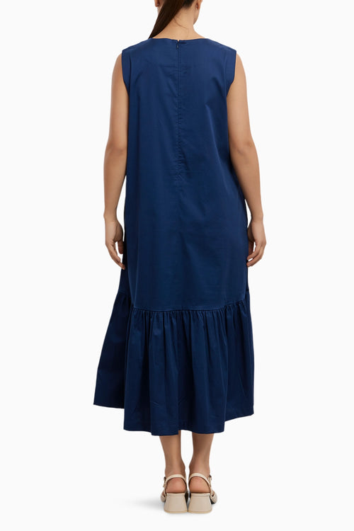 Midnight Blue Big Swarovski Heart Frill Dress