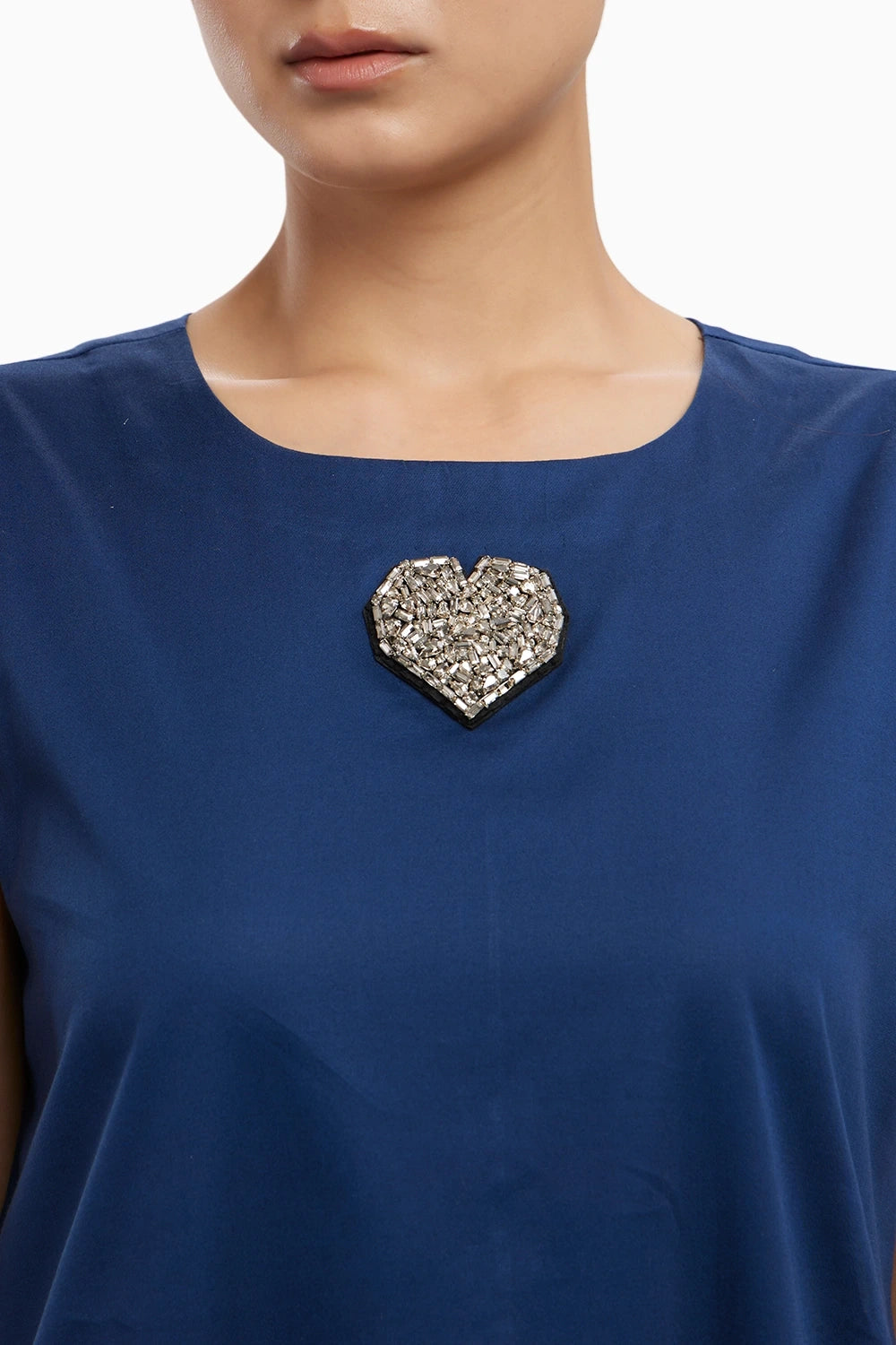 Midnight Blue Big Swarovski Heart Frill Dress