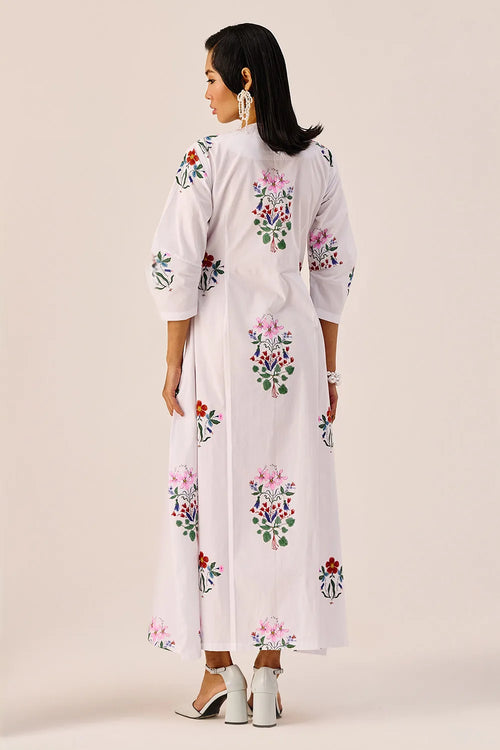 White Garden Embroidered Maxi Dress