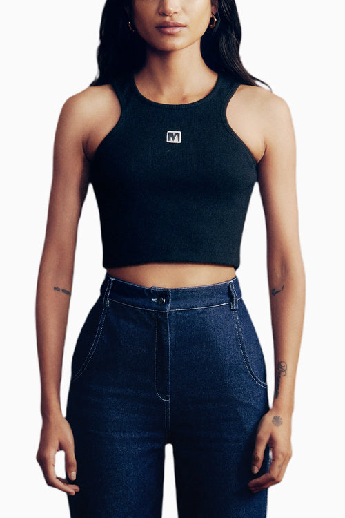 Black Rib Crop Top