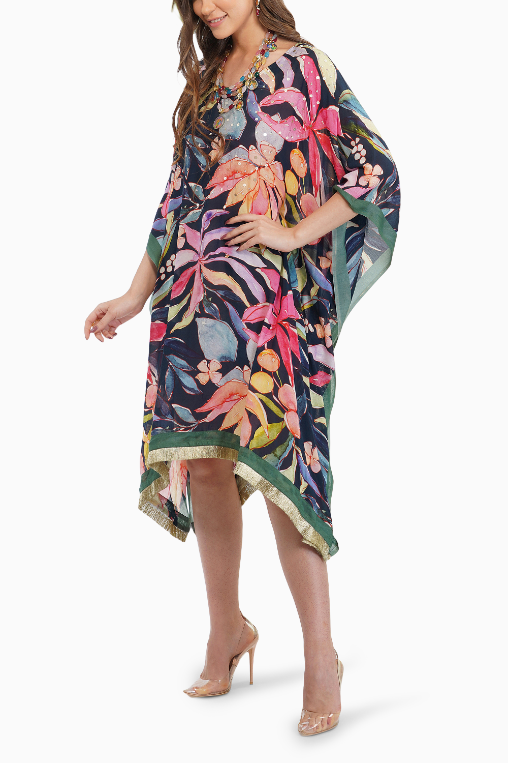 Tropical Flower Printed Kaftan