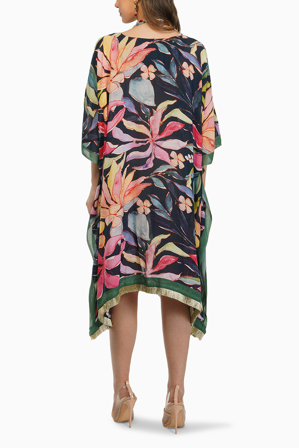 Tropical Flower Printed Kaftan