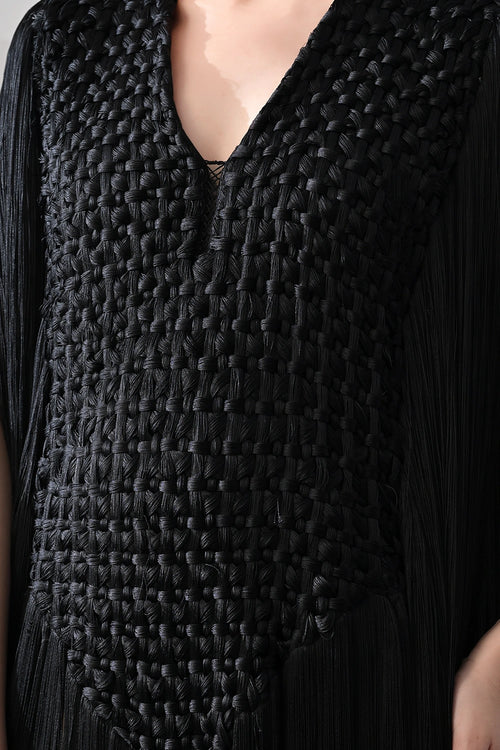 Black Full-Length Gown With Artisanal Texture