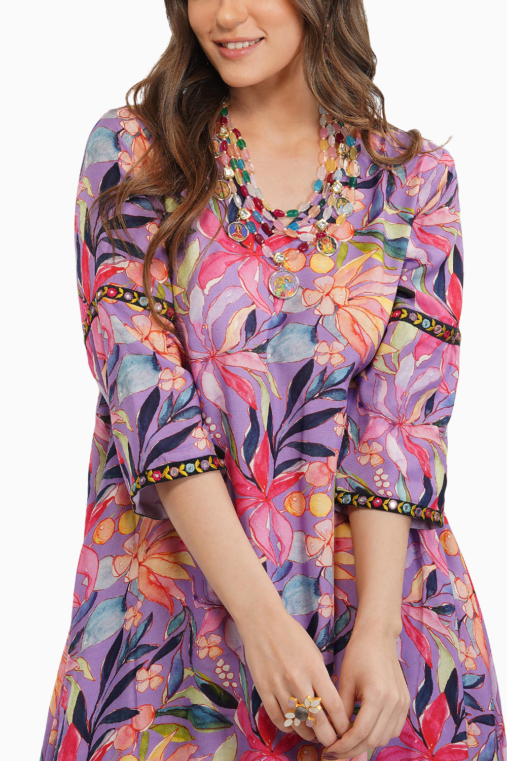 Tropical Flower Printed Tunic Set