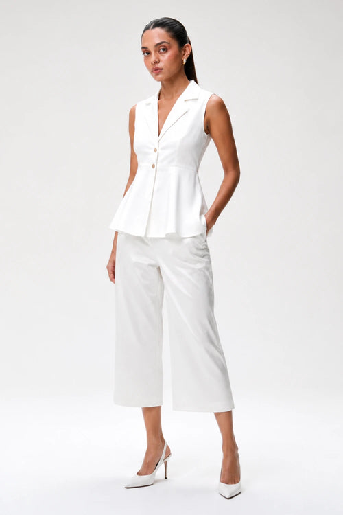 Ivory Gajji Silk Peplum Top