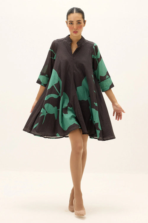 Brown Green Terrarium Dress