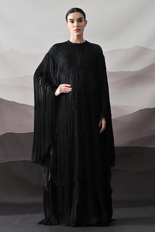 Black Gown With Handworked Yoke