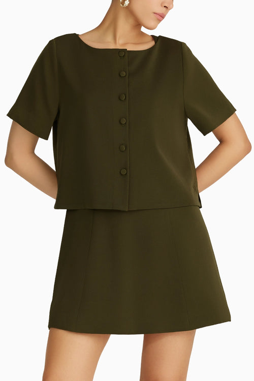 Military Green Stretch Suiting Jacket Top