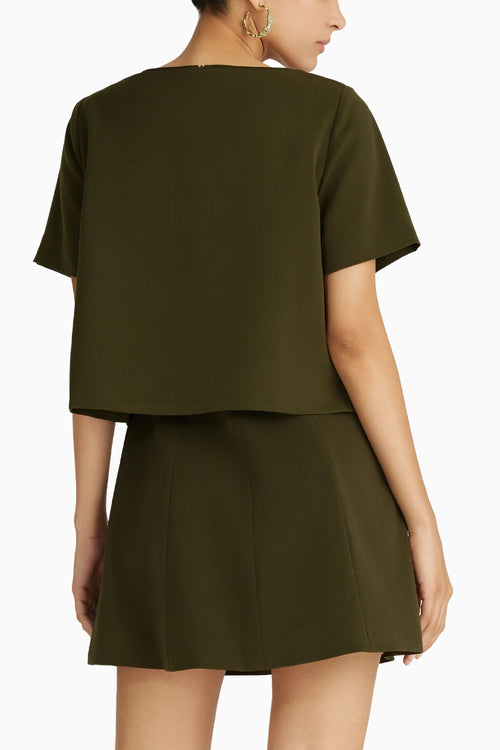 Military Green Stretch Suiting Jacket Top