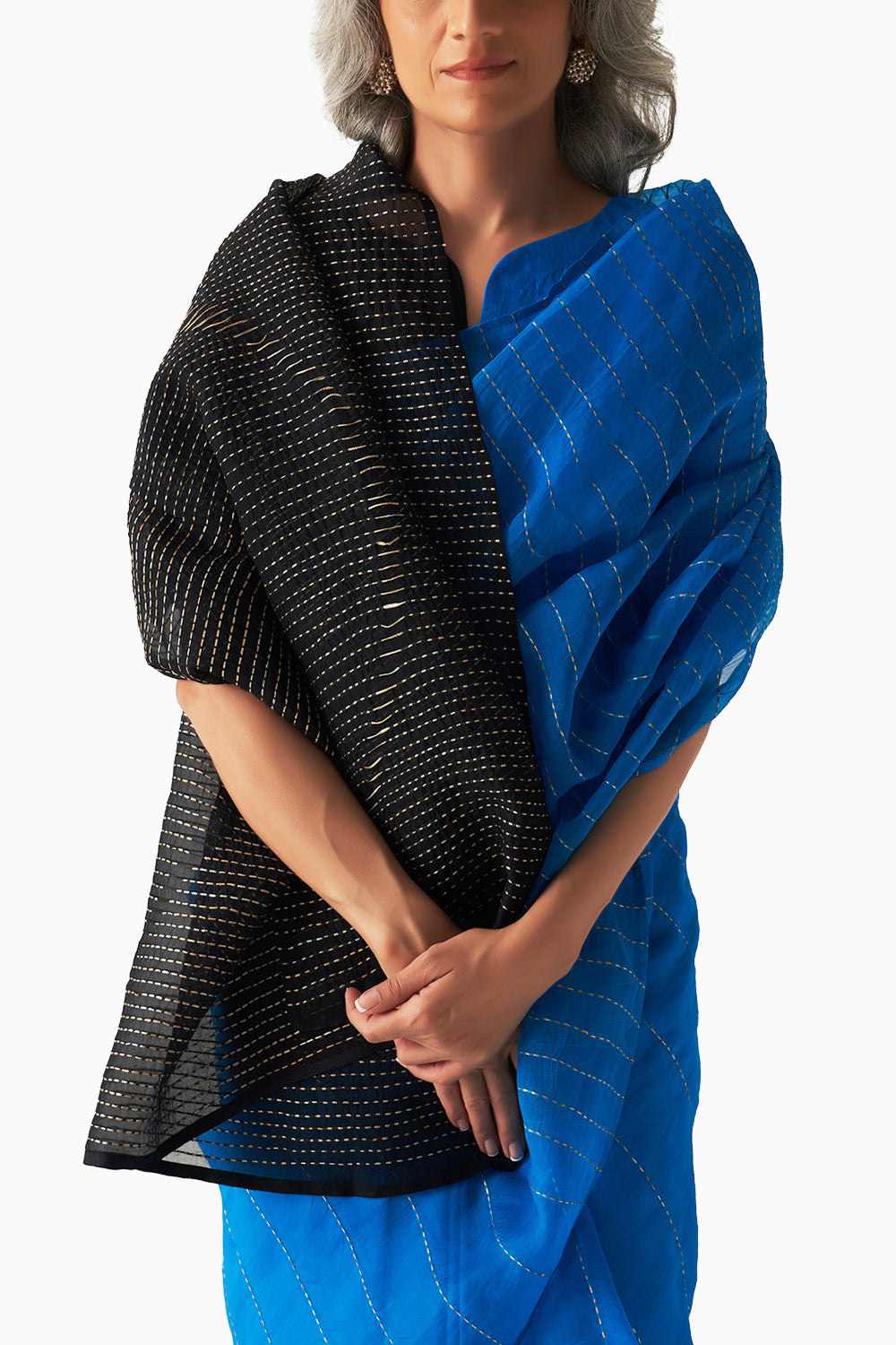 Methyl Blue Black Native Metal Saree