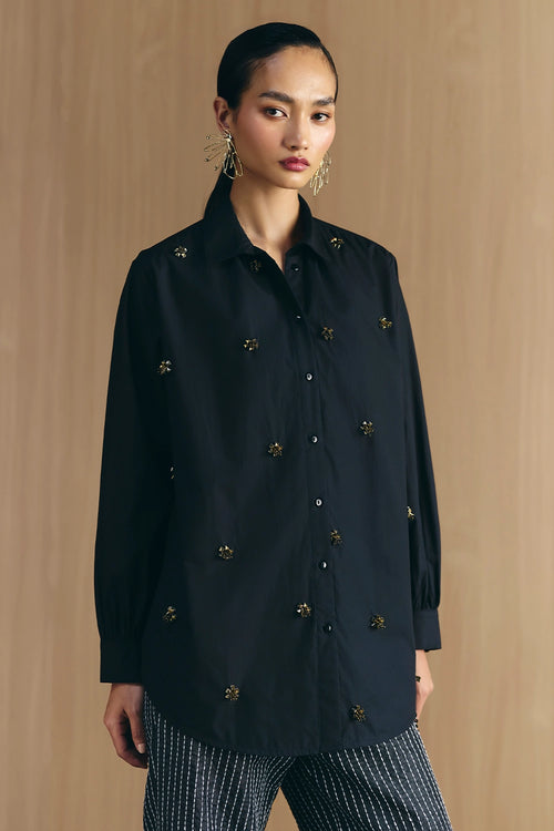 Black Handwork Embellished Shirt