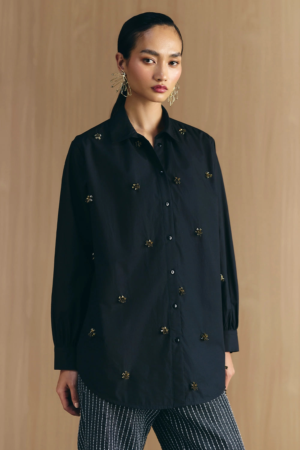 Black Handwork Embellished Shirt