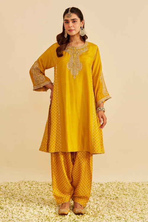 Jeriah Mustard Short Chauga with Salwar