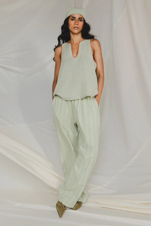 Pave Mint Green Elasticated Pants