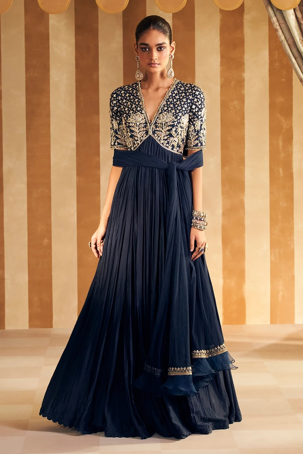 Zarqaa Navy Anarkali Set