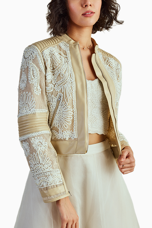 Nude Ivory Leatherite Jacket