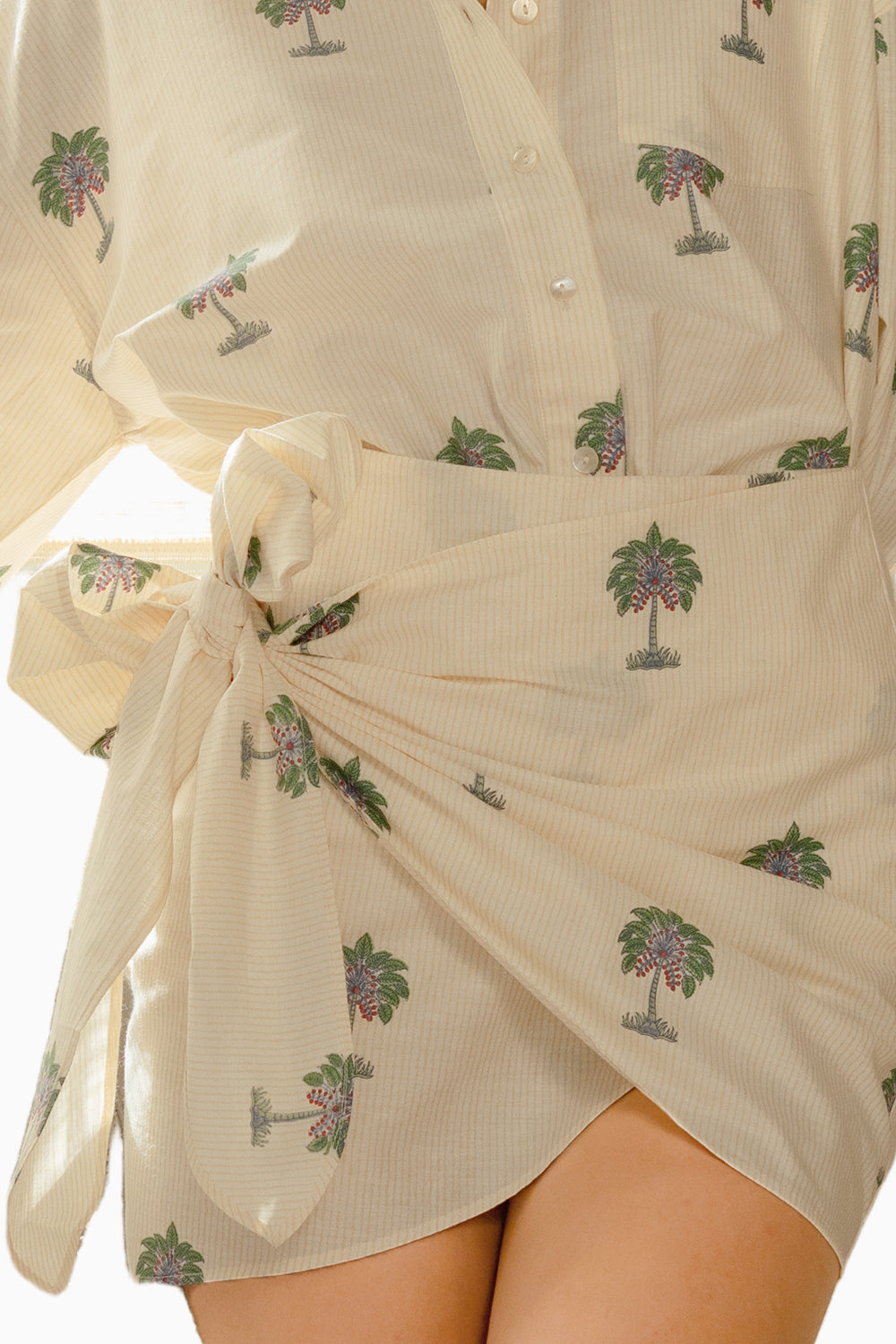 Palm Tree Oversized Shirt with Wrap Skirt