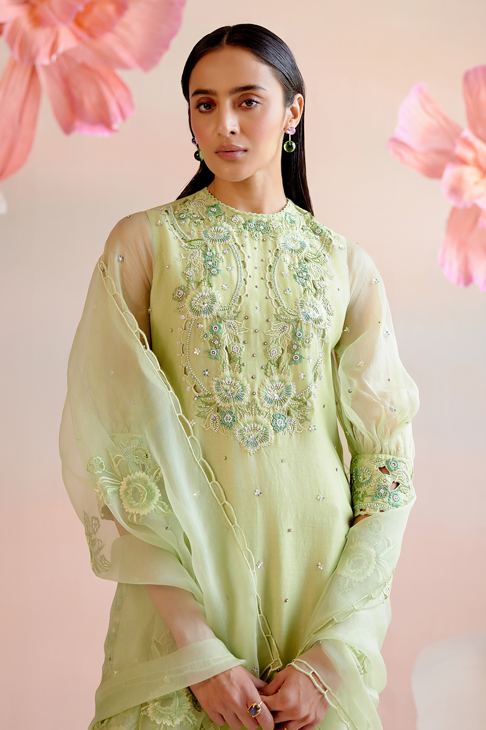 Mint Green Multitonal Cutwork Kurta Set