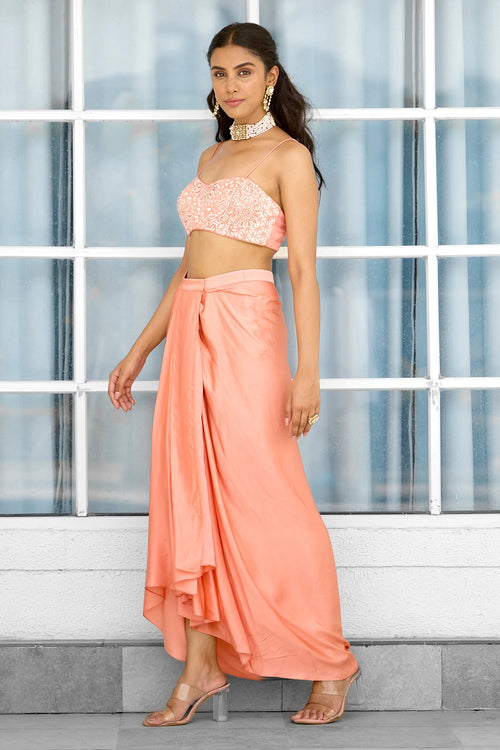 Petal Dust Hand Embellished Cape Dhoti Blouse Set