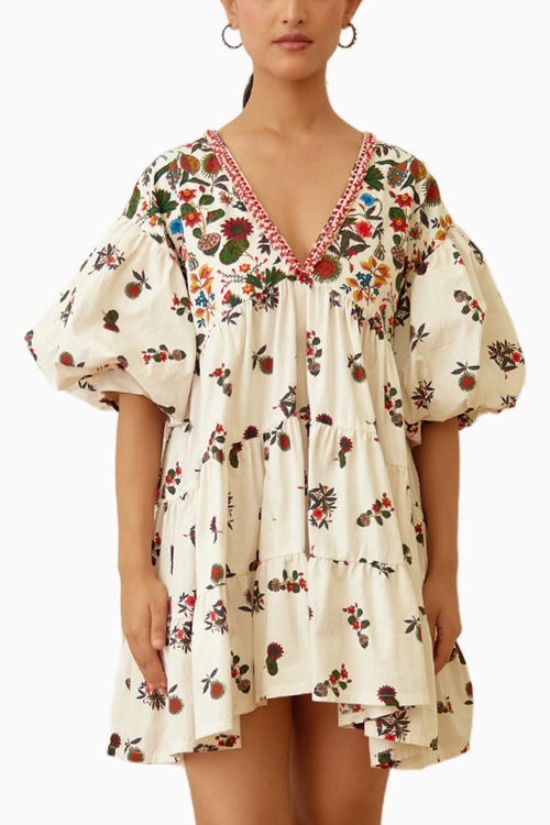 Ivory Kohinoor Buta Print Kaftan Dress