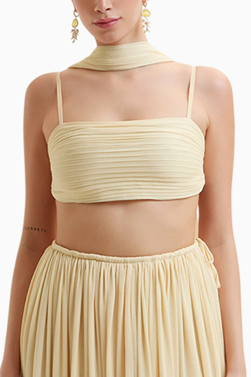 Yellow Morgana Pleated Crop Top
